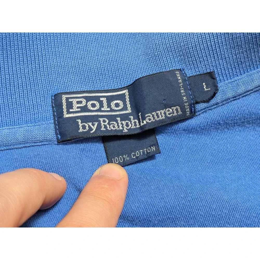 Polo Ralph Lauren Men's L Blue Cotton Golf Logo Short Sleeve Polo Shirt Logo
